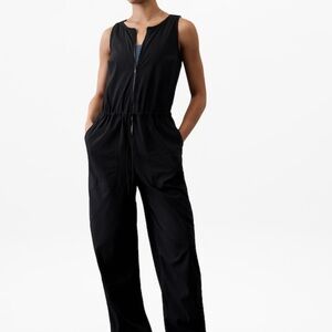 Athleta Black Sleeveless Jumpsuit with Relaxed Silhouette